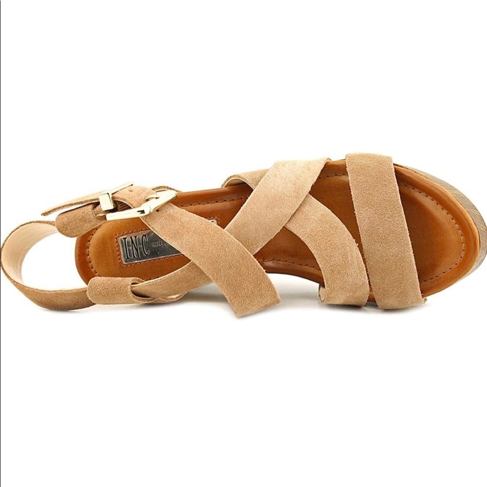 Inc Camirasable Tan Platform Open Toe Sandals - image 4